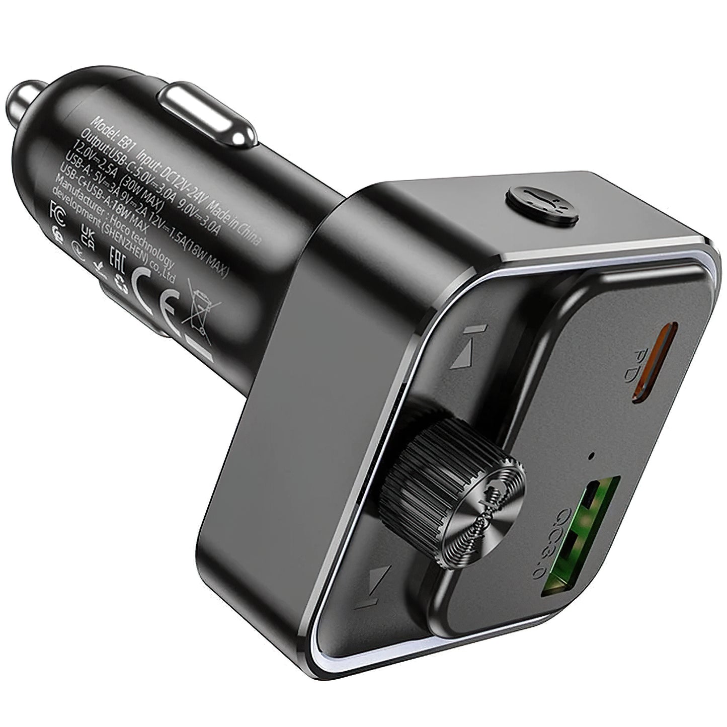 FM Bluetooth modulátor HOCO E81, 1 x USB-A - 1 x USB-C