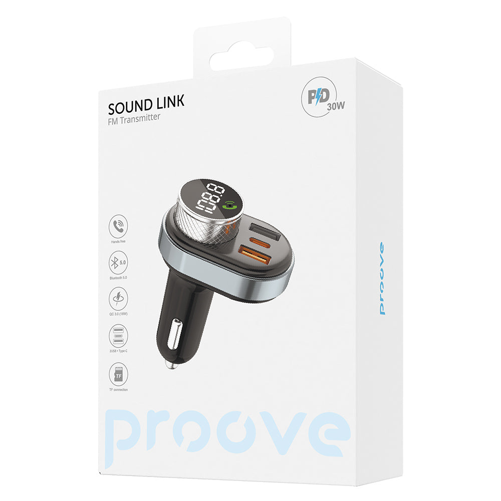 Modulátor FM Bluetooth Proove, 2 x USB-A - 1 x USB-C - 1 x microSD FMSL30110001