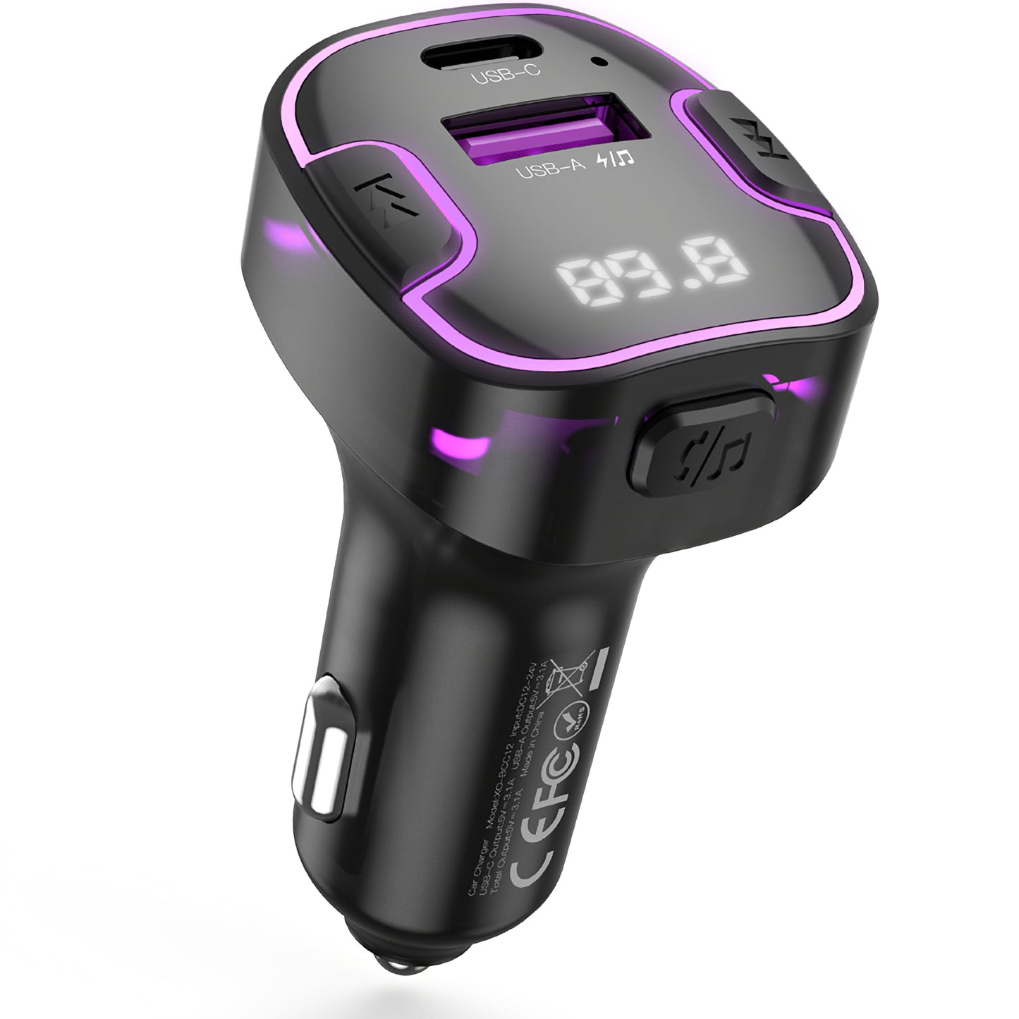 Modulátor FM Bluetooth XO Design BCC12, 1 x USB-A - 1 x USB-C