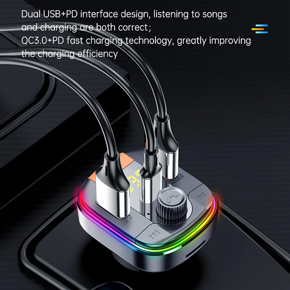 Modulátor FM Bluetooth Yesido Y45, 2 x USB-A - 1 x USB-C - 1 x microSD