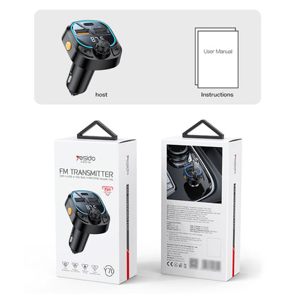Modulátor FM Bluetooth Yesido Y70, 2 x USB-A - 1 x USB-C