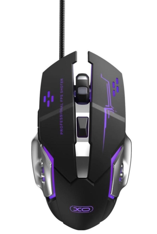 Herná myš s káblom USB XO Design M10, RGB, 3200DPI, čierna