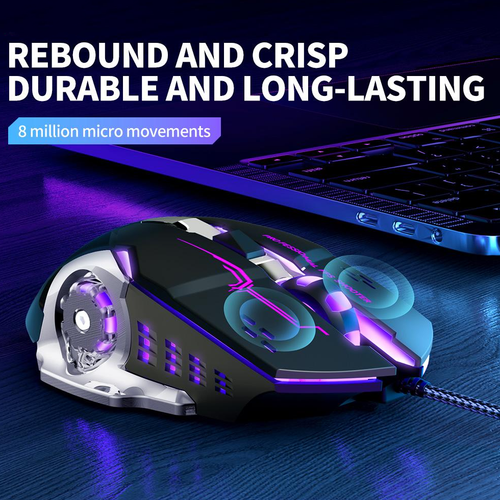 Herná myš s káblom USB XO Design M10, RGB, 3200DPI, čierna