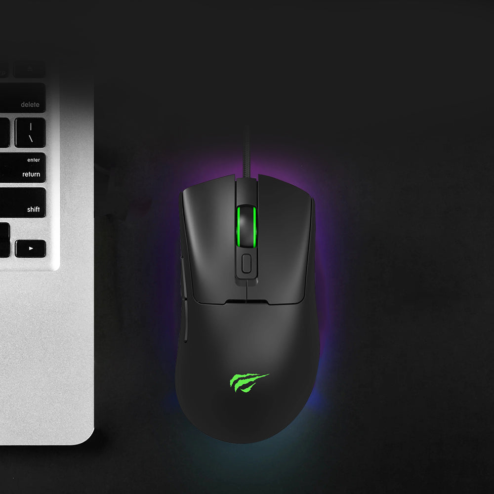 Herná myš s káblom USB HAVIT MS966, RGB, 800DPI - 12000DPI, 1.6m, čierna