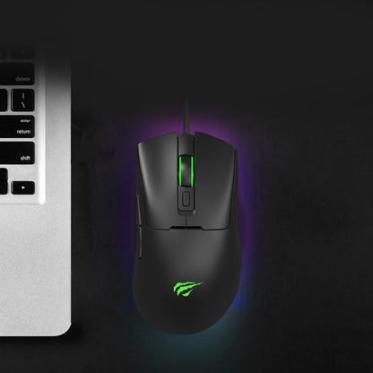 Herná myš s káblom USB HAVIT MS966, RGB, 800DPI - 12000DPI, 1.6m, čierna