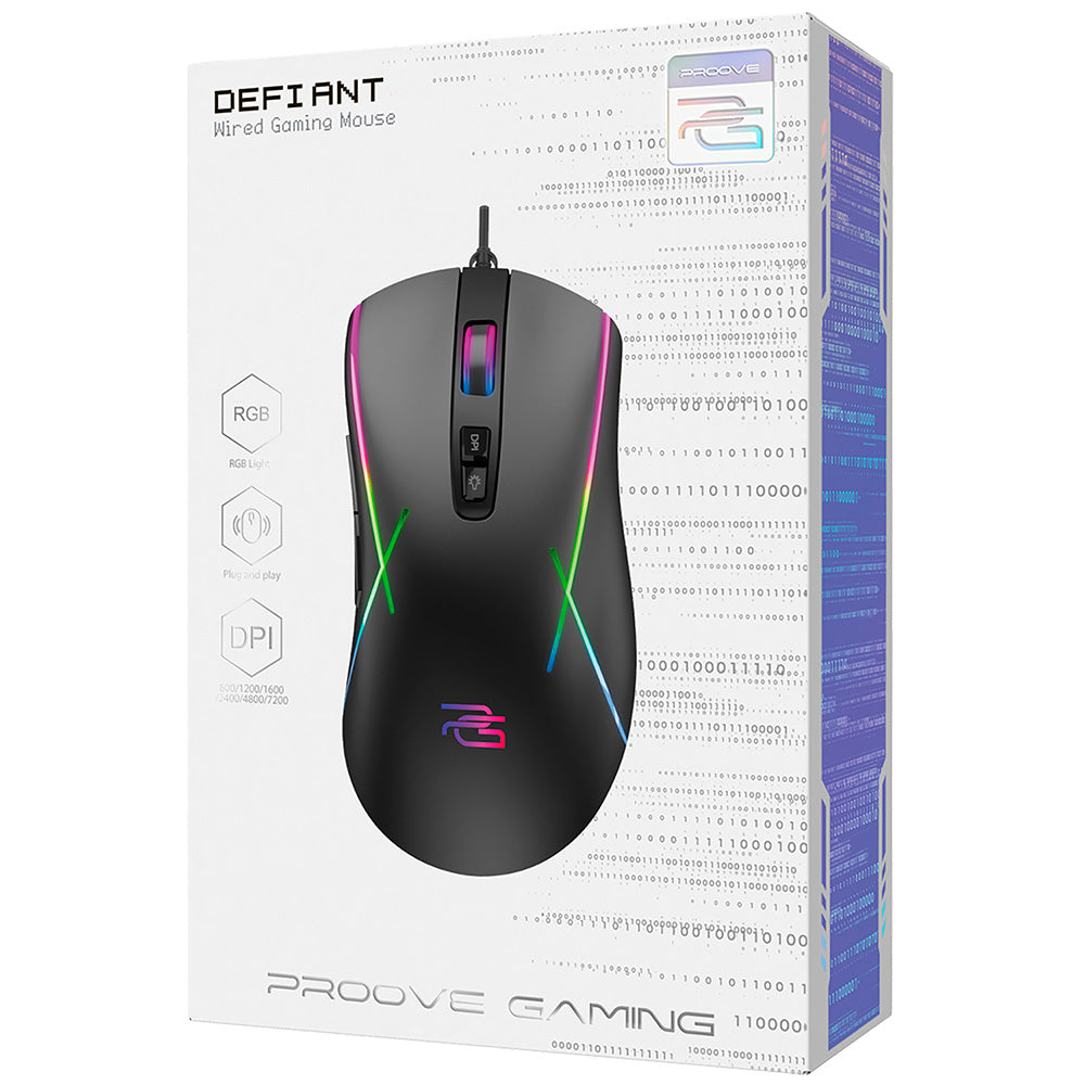 Herná myš Proove Defiant Wired USB, RGB, 7200DPI, čierna CMDE00000102
