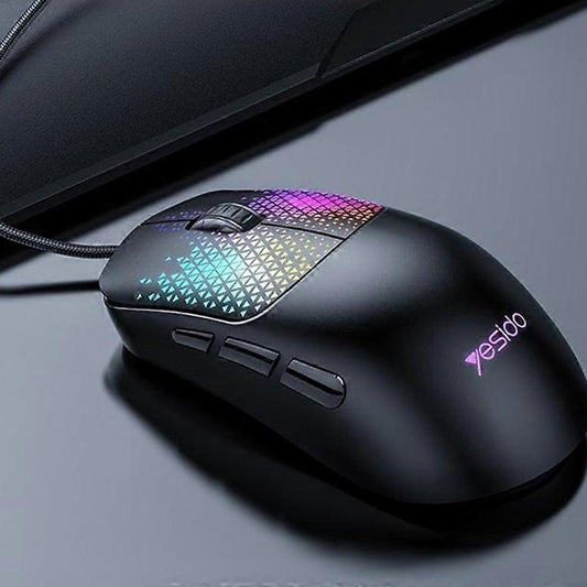 Wired USB Gaming Mouse Yesido KB32, RGB, 7200DPI, Black