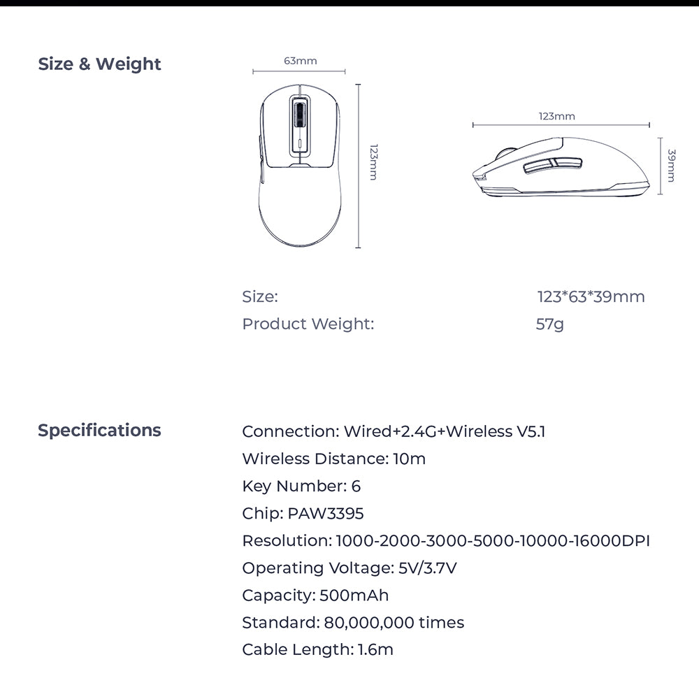 Bezdrôtová herná myš HAVIT MS969WB, RGB, 1000DPI - 16000DPI, čierna