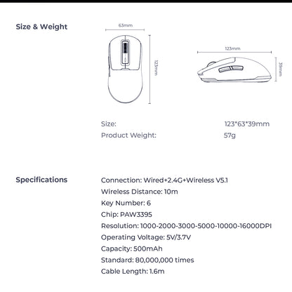Bezdrôtová herná myš HAVIT MS969WB, RGB, 1000DPI - 16000DPI, čierna