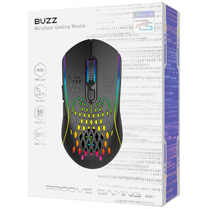 Bezdrôtová herná myš Proove Buzz, RGB, 800DPI - 4800DPI, Čierna WMBU00022401