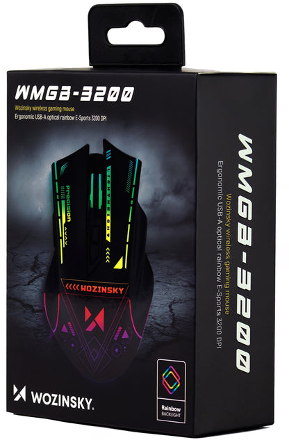 Bezdrôtová herná myš WZK WMGB-3200, 3200DPI, RGB, čierna