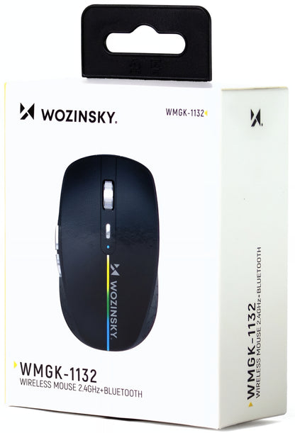 Bezdrôtová herná myš WZK WMGK-1132, 1600DPI, RGB, BT / Wi-Fi, čierna