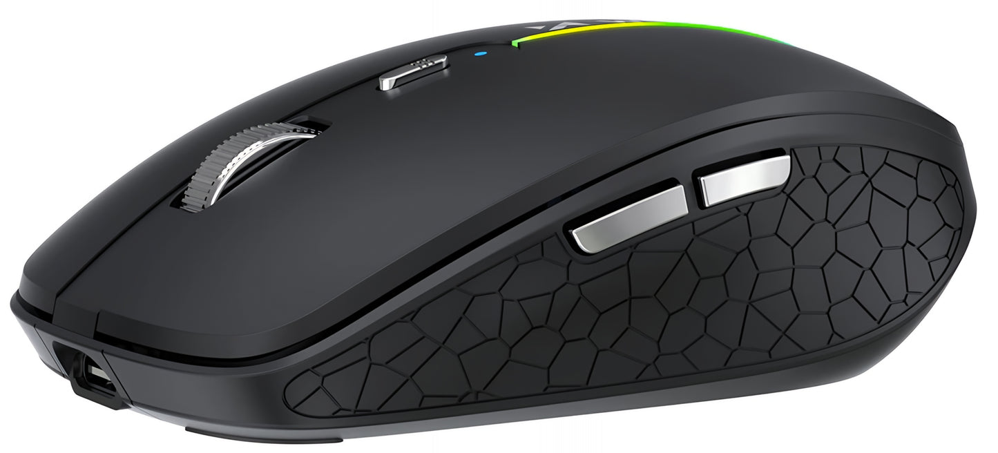 Bezdrôtová herná myš WZK WMGK-1132, 1600DPI, RGB, BT / Wi-Fi, čierna