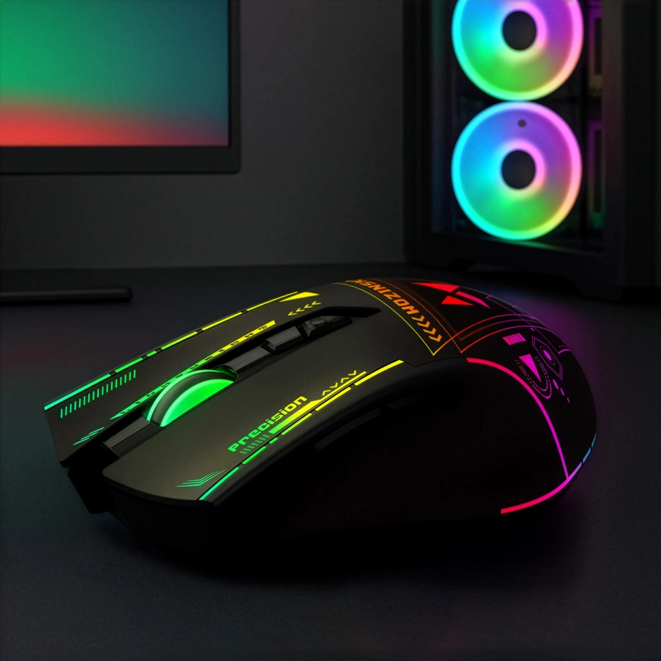 Bezdrôtová herná myš WZK WMGB-3200, 3200DPI, RGB, čierna