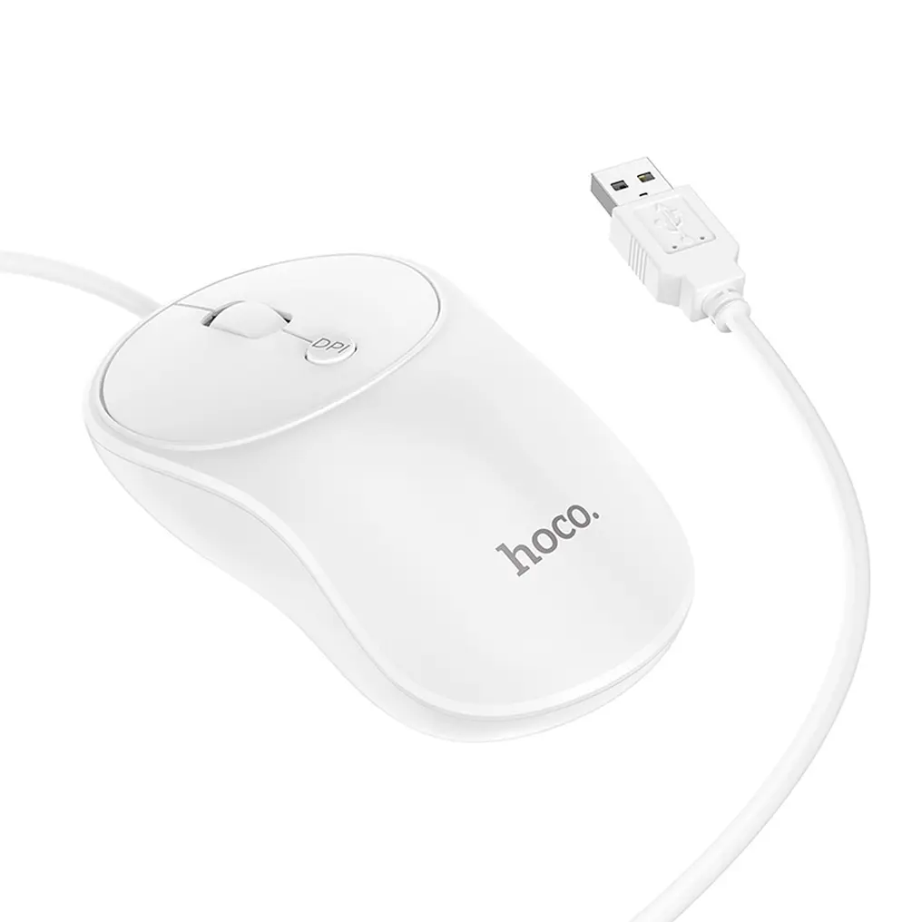 Myš s káblom USB HOCO GM13, 1600DPI, biela