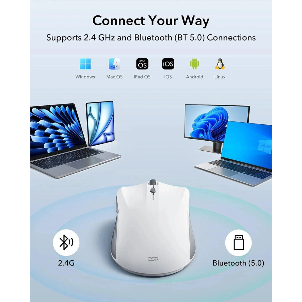 Bezdrôtová myš ESR MagMouse, 800DPI - 4800DPI, Biela