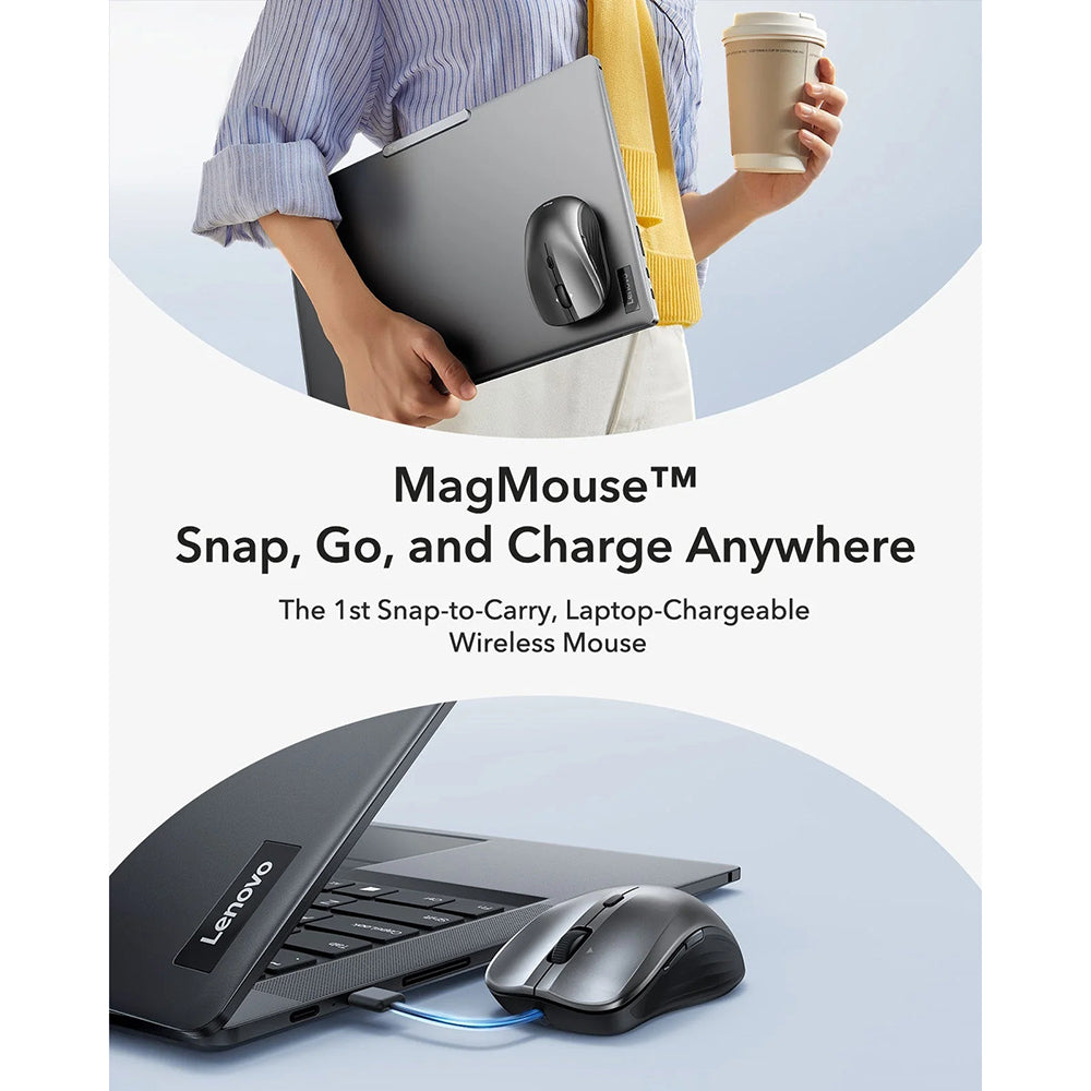 Bezdrôtová myš ESR MagMouse, 800DPI - 4800DPI, Sivá