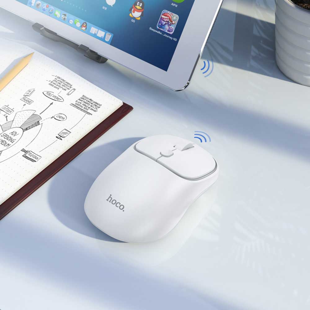 Bezdrôtová myš HOCO GM25, 1600DPI, BT / Wi-Fi, Biela