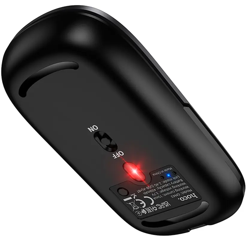 Bezdrôtová myš HOCO GM43, 1600DPI, BT / Wi-Fi, sivá