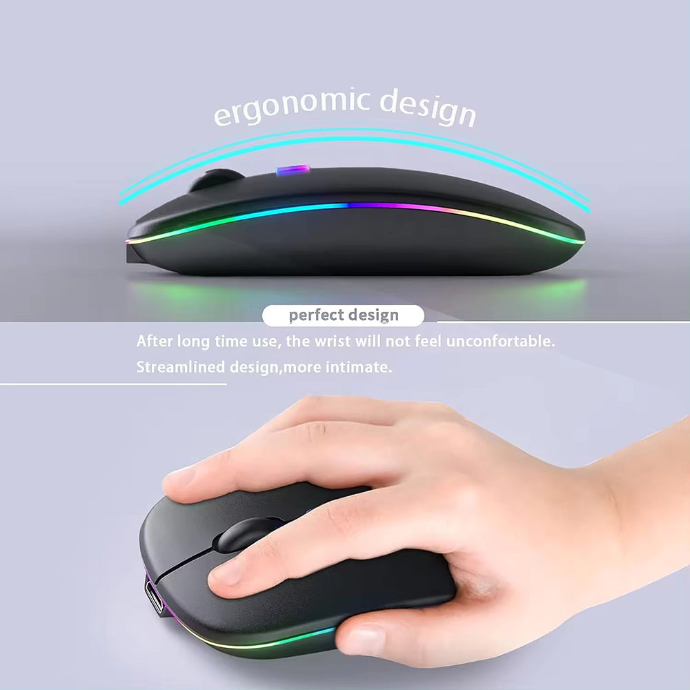 Bezdrôtová myš Techsuit M1, RGB, 1600DPI, BT / Wi-Fi, Čierna