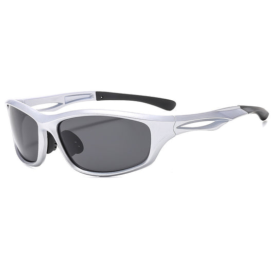 Unisex cyklistické okuliare Techsuit 9309, polarizované, striebornošedé