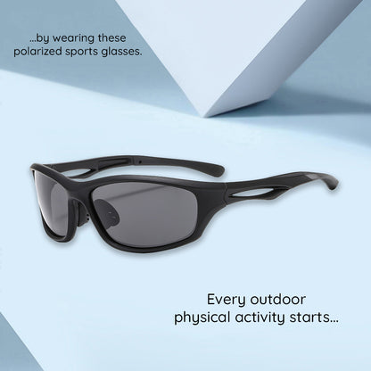 Unisex Cycling Glasses Techsuit 9309, Polarized, Black Brown