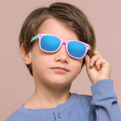 Detské slnečné okuliare Techsuit D802, polarizované, UV ochrana, tmavomodro-žlté