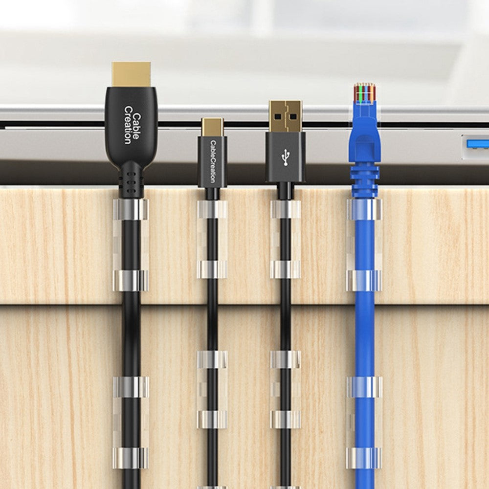 Organizér káblov CableCreation CT1001, Sada 50 kusov, Priehľadný