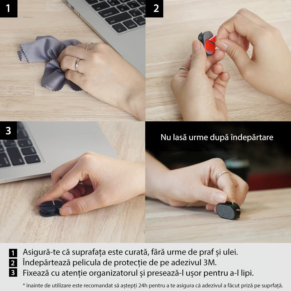 Organizátor káblov Ringke, Sada 6 kusov, Čierna