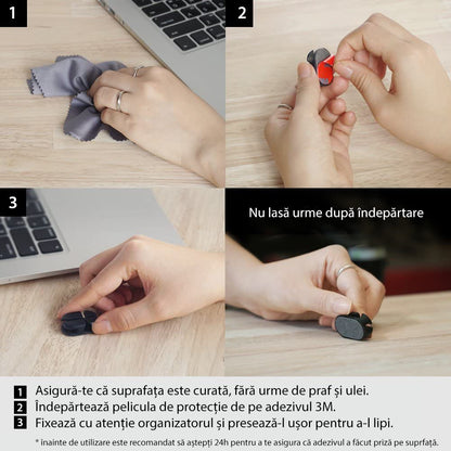 Organizátor káblov Ringke, Sada 6 kusov, Čierna