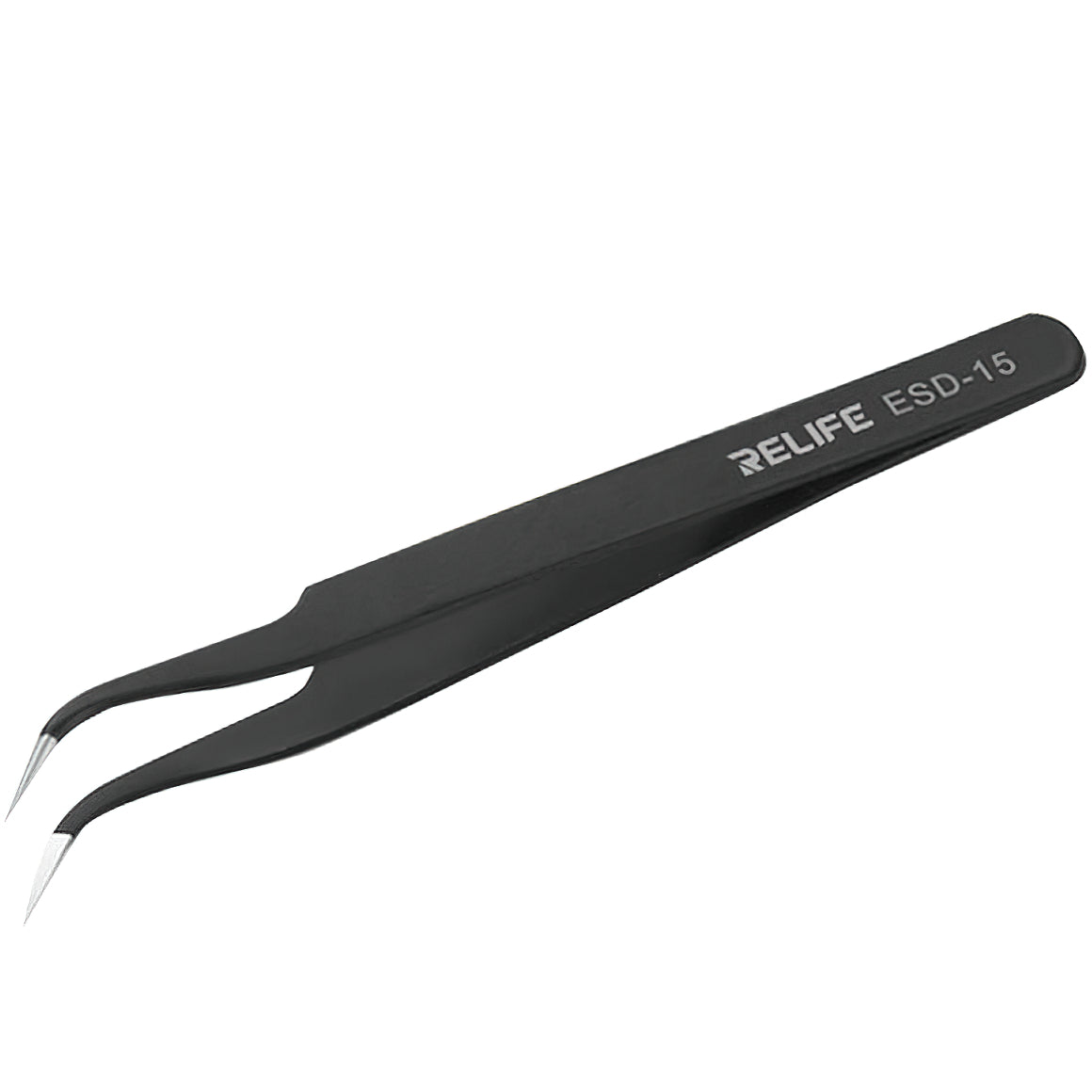Zakrivená pinzeta Relife RL-ESD-15, Čierna