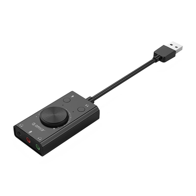 USB zvuková karta Orico SC2, 3 x Jack 3,5 mm, čierna