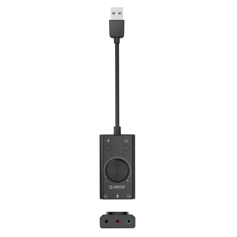 USB zvuková karta Orico SC2, 3 x Jack 3,5 mm, čierna