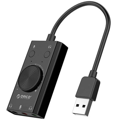 USB zvuková karta Orico SC2, 3 x Jack 3,5 mm, čierna
