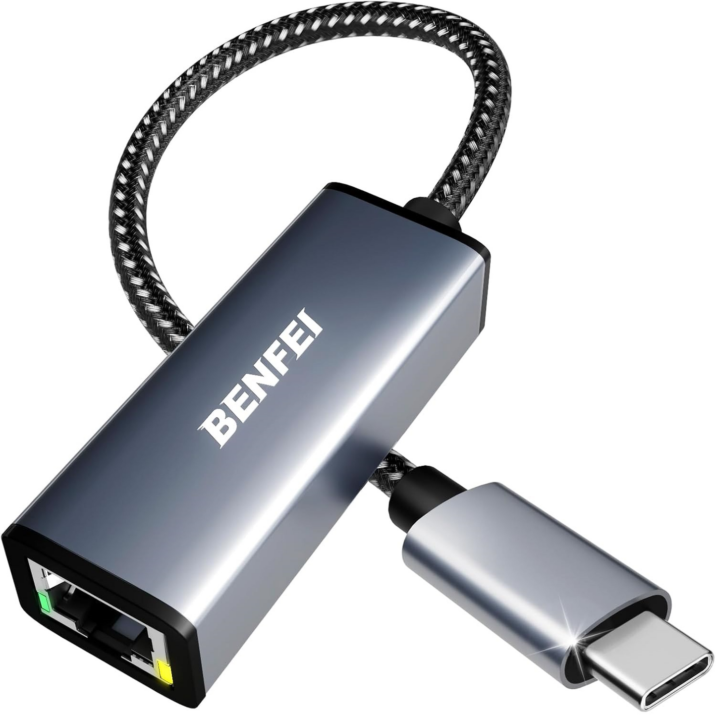 Sieťová karta Benfei, RJ45, USB-C, sivá