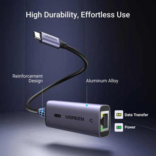 UGREEN CM648 Network Card, RJ45, USB, Grey