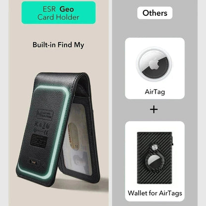 Peňaženka ESR Classic Geo Carbon s funkciou Find My a ochranou RFID, Čierna