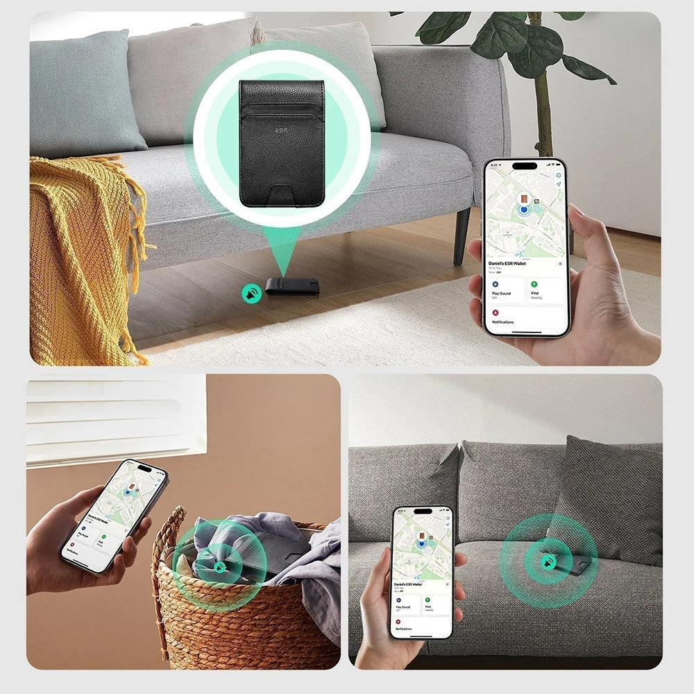 Peňaženka ESR Classic Geo Carbon s funkciou Find My a ochranou RFID, Čierna