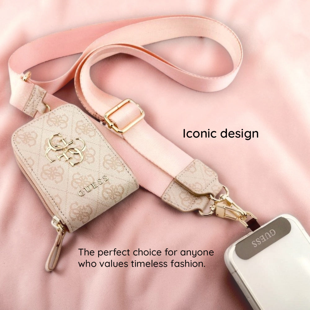 Peňaženka a šnúrka na telefón Guess 4G Metal Logo, Ružová