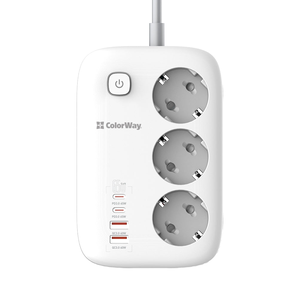 Predlžovačka ColorWay, 3 x Schuko, Biela