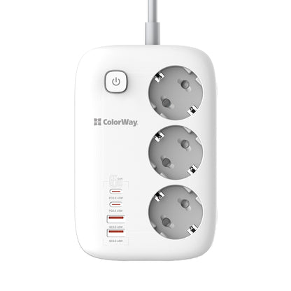 Predlžovačka ColorWay, 3 x Schuko, Biela