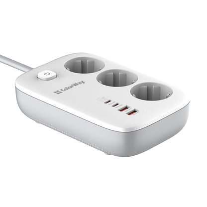 Predlžovačka ColorWay, 3 x Schuko, Biela