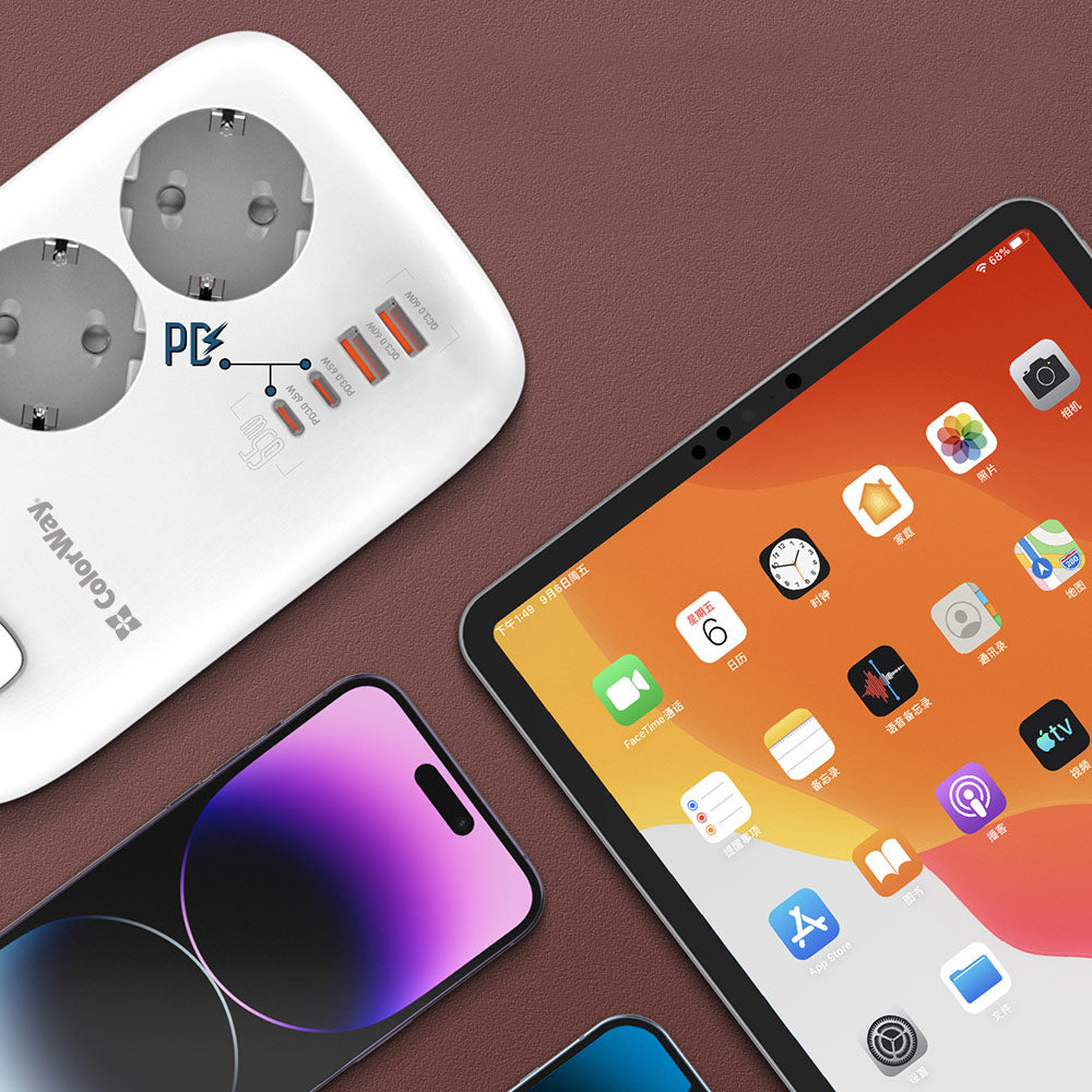 Predlžovačka ColorWay, 3 x Schuko, Biela