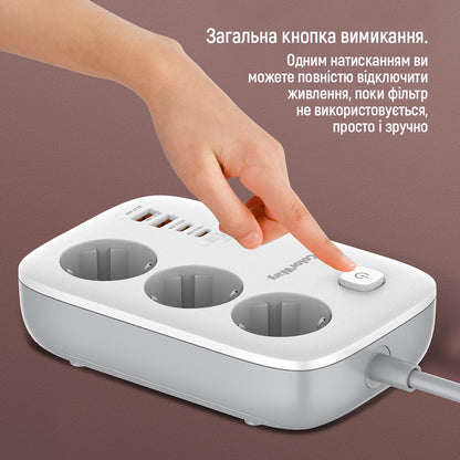 Predlžovačka ColorWay, 3 x Schuko, Biela