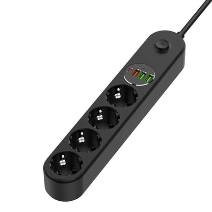 Predlžovačka ColorWay, 4 x Schuko, Čierna