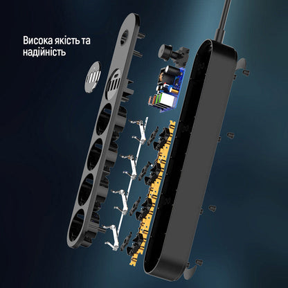 Predlžovačka ColorWay, 4 x Schuko, Čierna