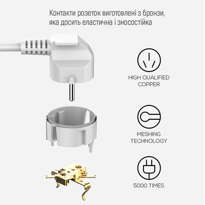 Predlžovačka ColorWay, 6 x Schuko, Biela