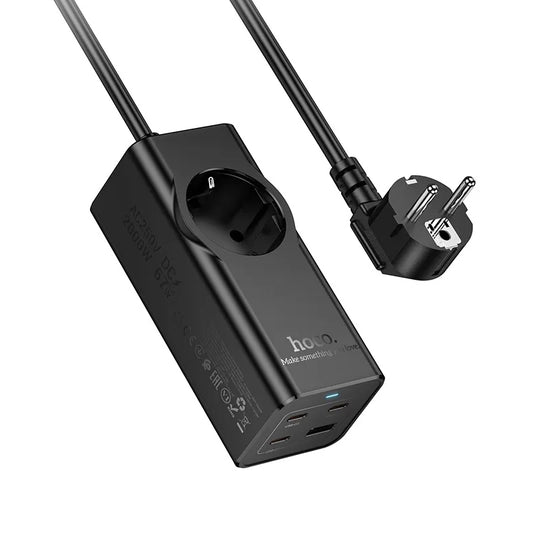 Predlžovací kábel HOCO NS9, 1 x Schuko, Čierny