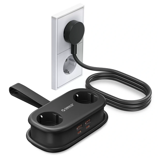 Predlžovačka Orico AP3, 2 x Schuko - 2 x USB-A - 2 x USB-C, Čierna