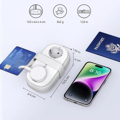Predlžovačka Orico AP3, 2 x Schuko - 2 x USB-A - 2 x USB-C, biela